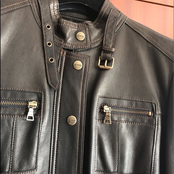 SOLD. NWT GUESS GENUINE LEATHER JACKET with BELT Size M - Picture 10 of 15